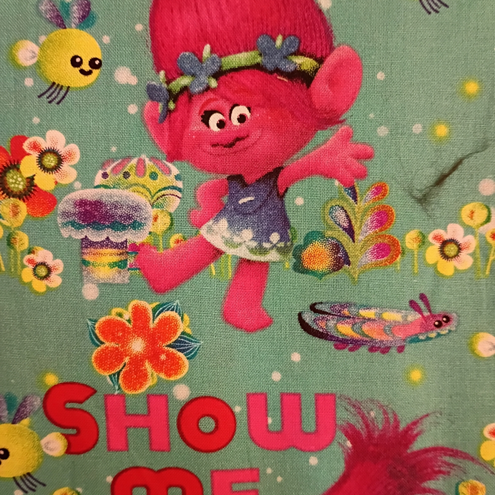 Trolls Pink Character Print Backpack Panel - Teal Background